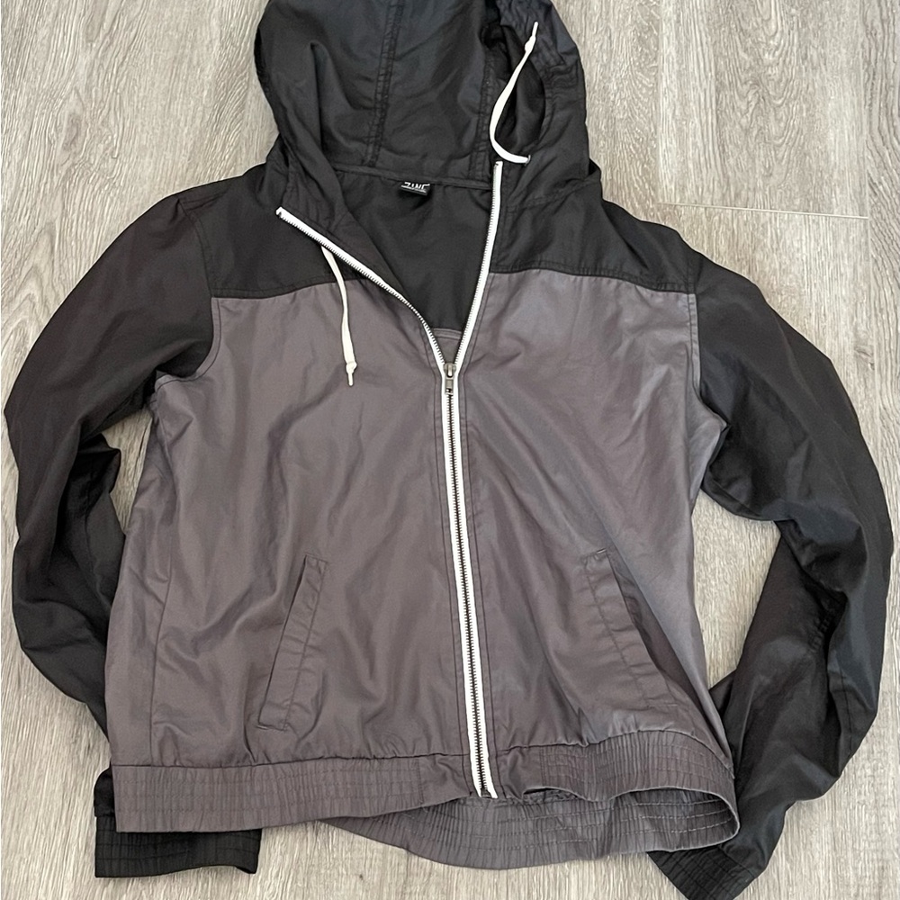 Zine brand gray/black lightweight windbreaker hoodie- LRG